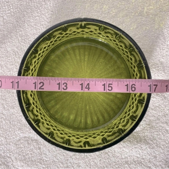 Vintage Avocado Green Indiana Glass Princess Pattern  Candy Dish - Picture 10 of 10